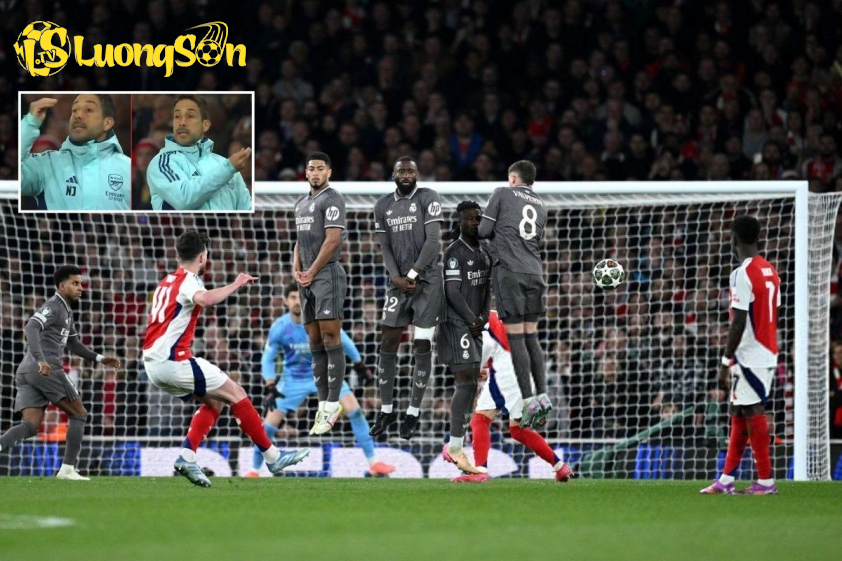 Cú đúp bàn thắng từ đá phạt của Rice mang lại lợi thế lớn cho Arsenal. Cú đúp bàn thắng từ đá phạt của Rice mang lại lợi thế lớn cho Arsenal.